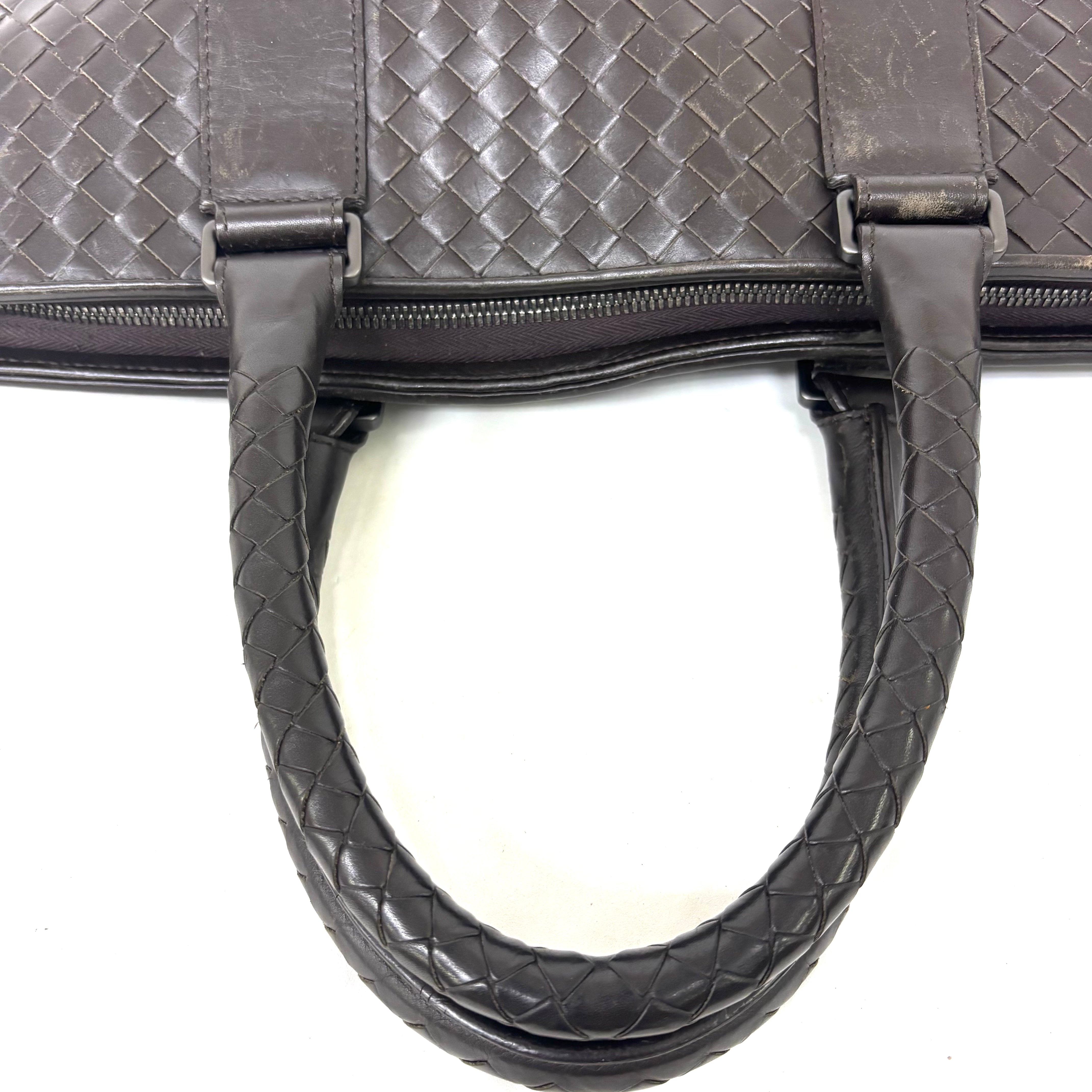 Bottega Venetaイントレチャート ビジネスバッグ レザー 茶 image 6